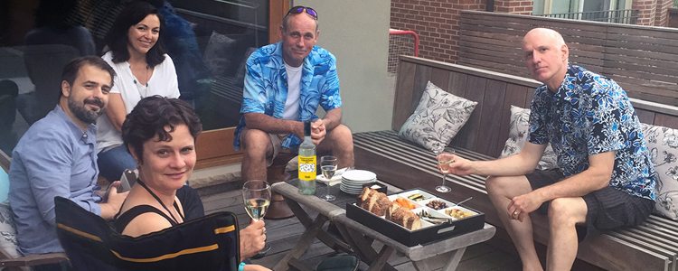 progressive dinner group on the patio